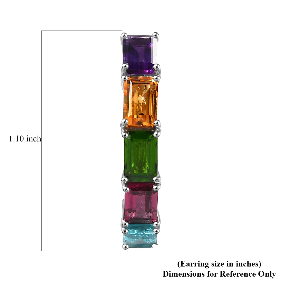 D'Joy Multi Gemstone 6.00 ctw Rainbow Hoop Earrings in Rhodium Over Sterling Silver image number 4