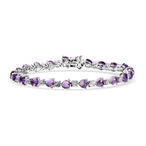 Karis African Amethyst and Rainbow Moonstone 9.85 ctw Bracelet in Platinum Bond (7.25 In)
