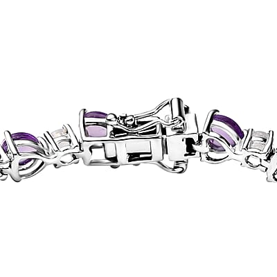 Karis African Amethyst and Rainbow Moonstone 9.85 ctw Bracelet in Platinum Bond (7.25 In)