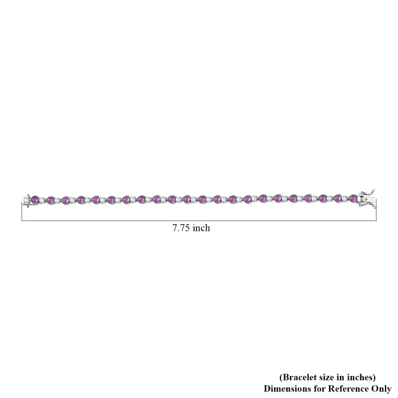 Karis African Amethyst and Rainbow Moonstone 9.85 ctw Bracelet in Platinum Bond (7.25 In)