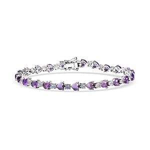 Karis African Amethyst and Rainbow Moonstone 10.75 ctw Bracelet in Platinum Bond (8.00 In)