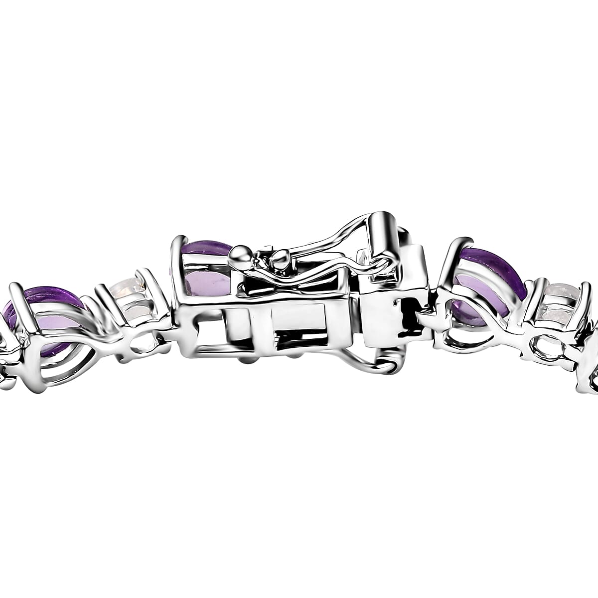 Karis African Amethyst and Rainbow Moonstone 10.75 ctw Bracelet in Platinum Bond (8.00 In) image number 3