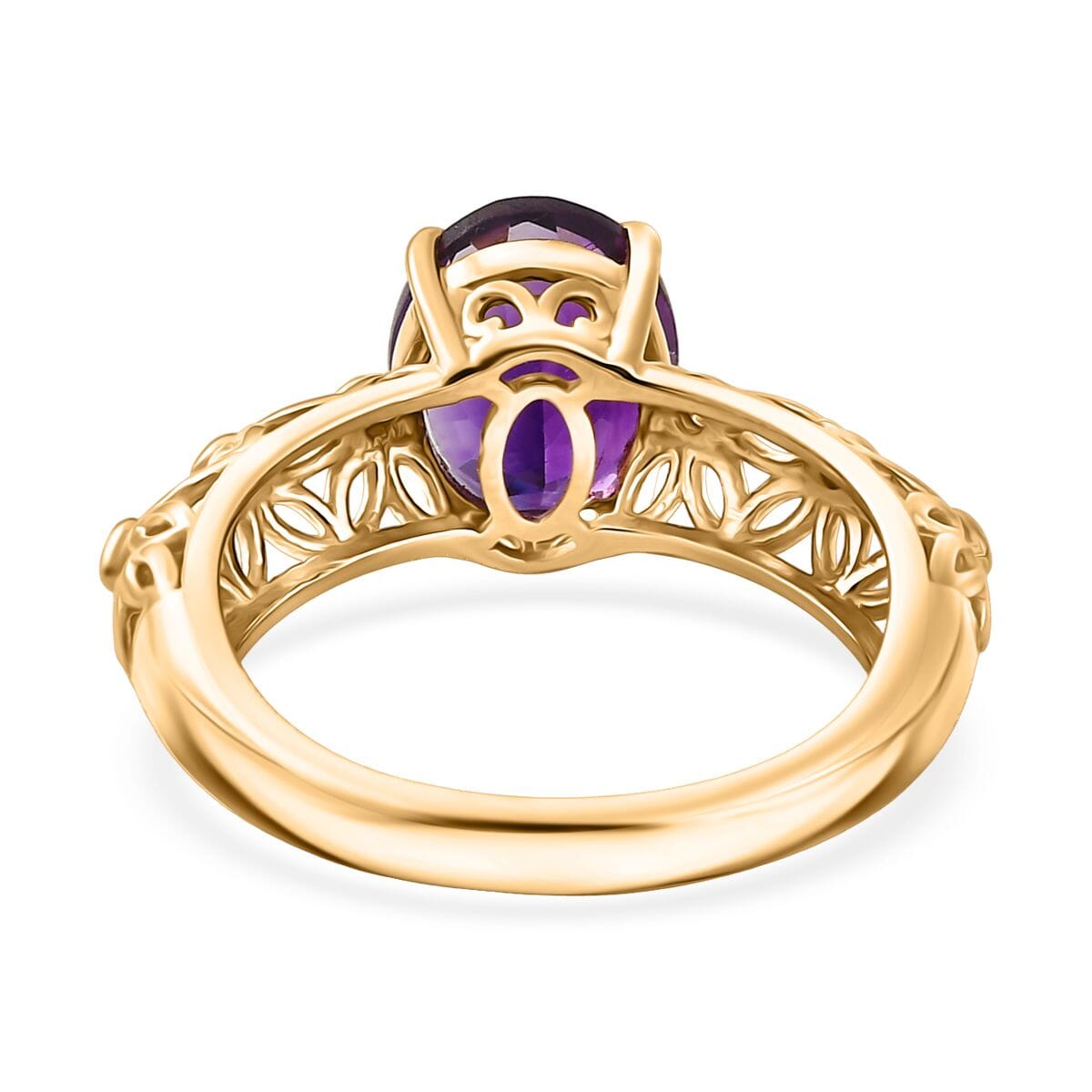 D'Joy Premium Moroccan Amethyst and Moissanite 2.65 ctw Petal Whispers Ring in 18K Vermeil Yellow Gold Over Sterling Silver (Size 10.0) image number 4