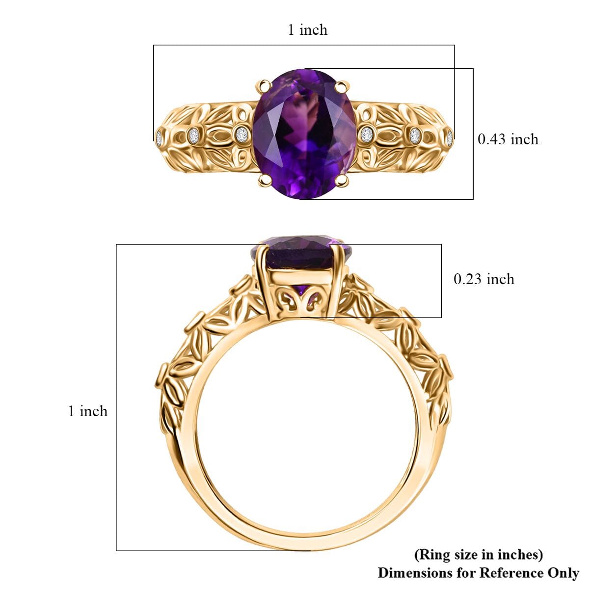 D'Joy Premium Moroccan Amethyst and Moissanite 2.65 ctw Petal Whispers Ring in 18K Vermeil Yellow Gold Over Sterling Silver (Size 10.0) image number 5