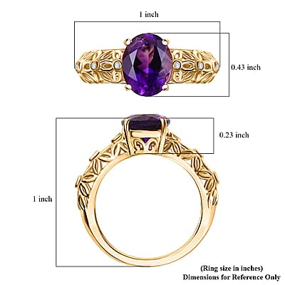 D'Joy Premium Moroccan Amethyst and Moissanite 2.65 ctw Petal Whispers Ring in 18K Vermeil Yellow Gold Over Sterling Silver (Size 10.0)