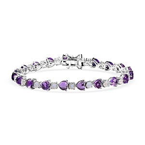 Karis African Amethyst, Rainbow Moonstone Bracelet in Platinum Bond (6.50 In) 8.90 ctw
