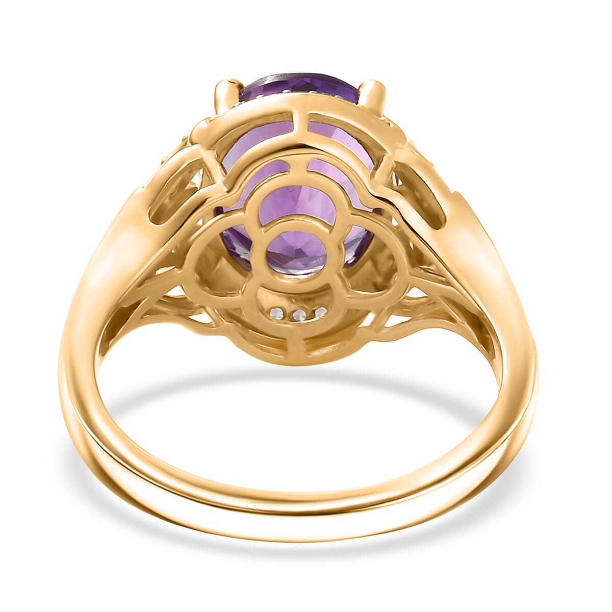 D'Joy Moroccan Amethyst and Multi Gemstone 3.85 ctw Art Deco Ring in 18K Vermeil Yellow Gold Over Sterling Silver (Size 5.0) image number 4