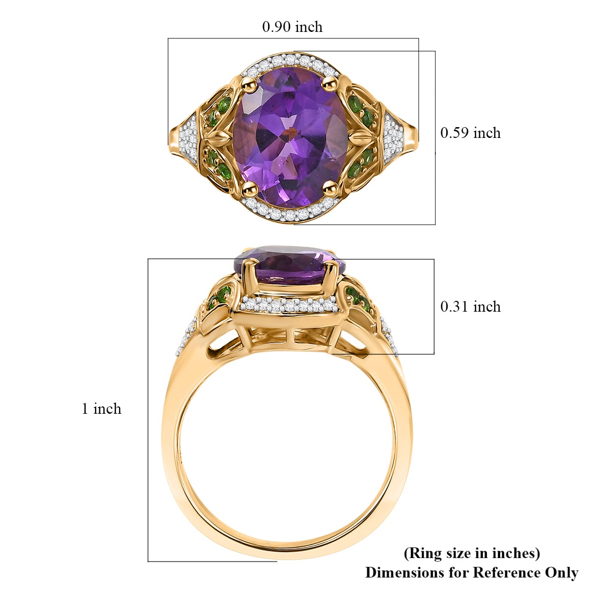D'Joy Moroccan Amethyst and Multi Gemstone 3.85 ctw Art Deco Ring in 18K Vermeil Yellow Gold Over Sterling Silver (Size 5.0) image number 5