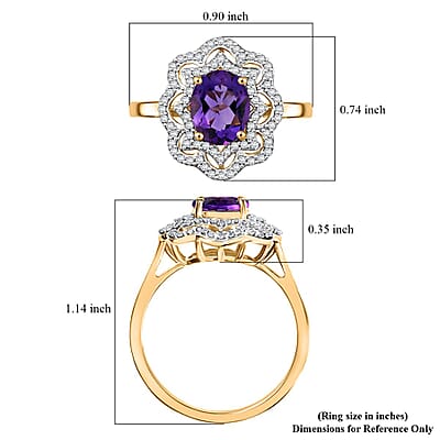 D'Joy Moroccan Amethyst and Moissanite 3.10 ctw Stellar Blossom Ring in 18K Vermeil Yellow Gold Over Sterling Silver (Size 10.0)