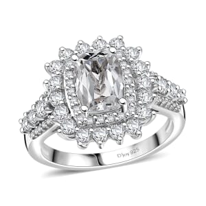 D'Joy Golconda Topaz 2.90 ctw Double Halo Ring in Platinum Over Sterling Silver (Size 10.0) 