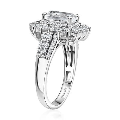 D'Joy Golconda Topaz 2.90 ctw Double Halo Ring in Platinum Over Sterling Silver (Size 10.0) 