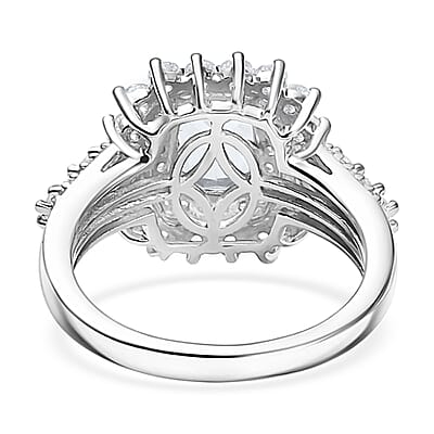 D'Joy Golconda Topaz 2.90 ctw Double Halo Ring in Platinum Over Sterling Silver (Size 10.0) 