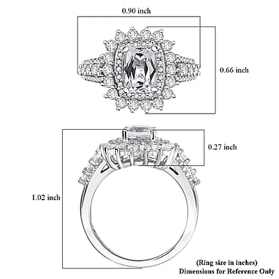 D'Joy Golconda Topaz 2.90 ctw Double Halo Ring in Platinum Over Sterling Silver (Size 10.0) 