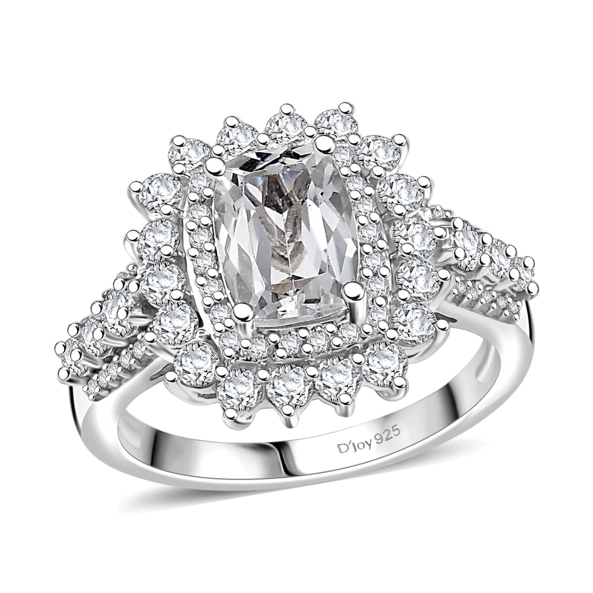 D'Joy Golconda Topaz 2.90 ctw Double Halo Ring in Platinum Over Sterling Silver (Size 9.0)  image number 0