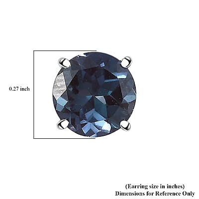 AAA Luxuriant Lab Grown Alexandrite 2.48 ctw Solitaire Stud Earrings in 10K White Gold