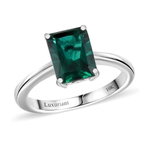 AAA Luxuriant Lab Grown Emerald 2.17 ctw Solitaire Ring in 10K White Gold (Size 10.0)
