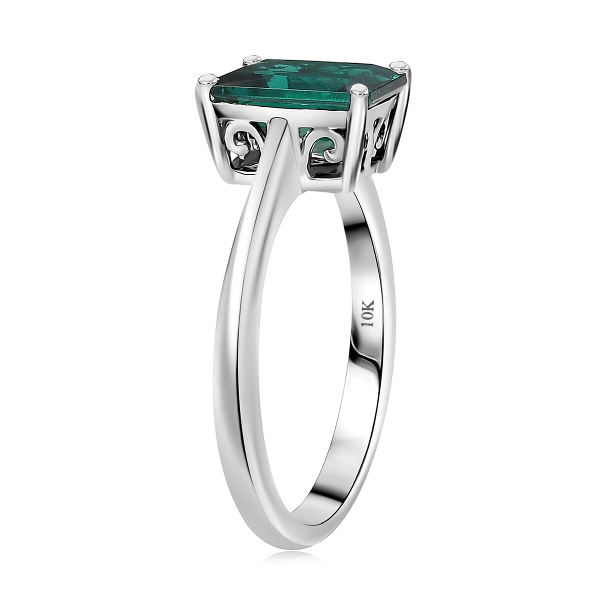 AAA Luxuriant Lab Grown Emerald 2.17 ctw Solitaire Ring in 10K White Gold (Size 10.0) image number 3