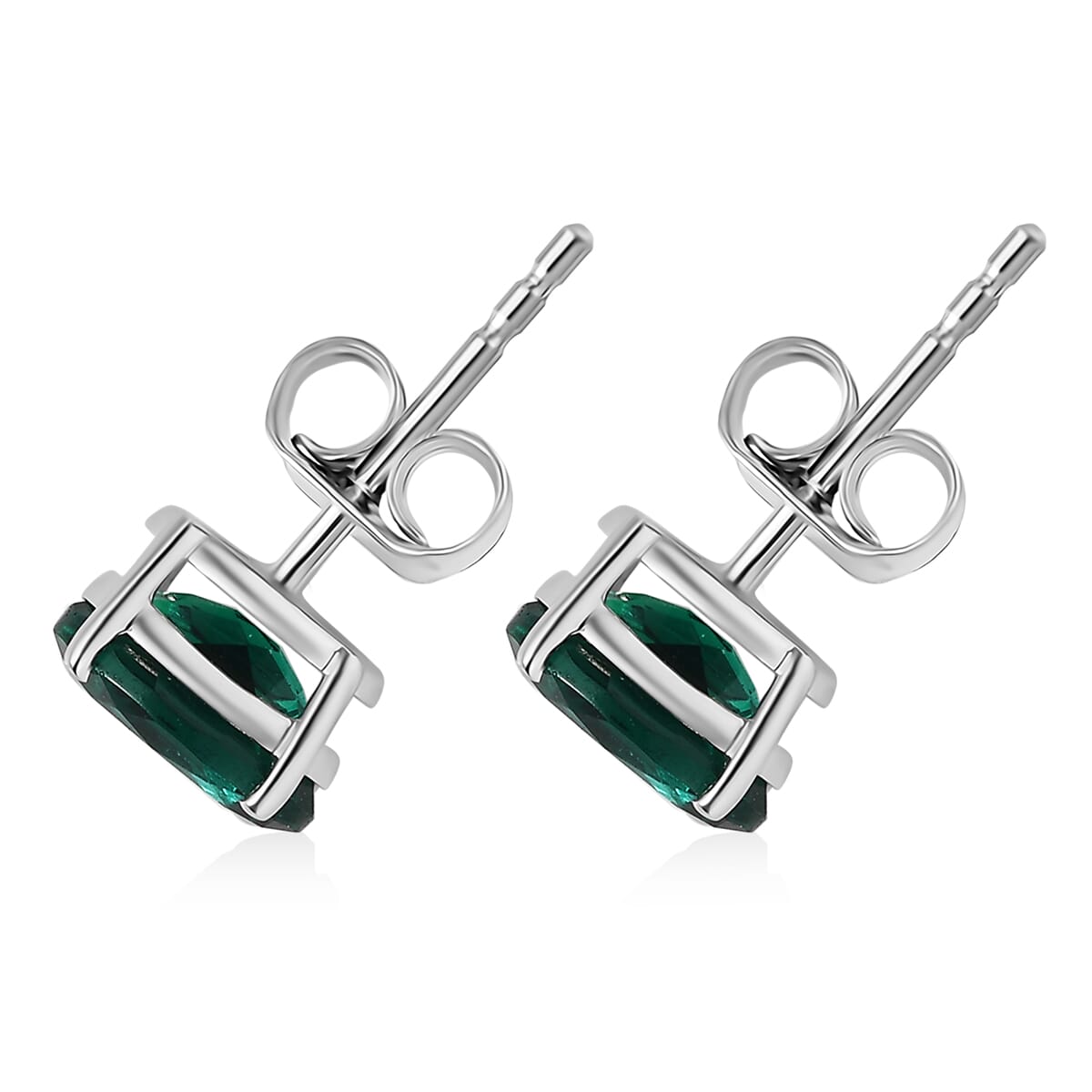 AAA Luxuriant Lab Grown Emerald 1.79 ctw Solitaire Stud Earrings in 10K White Gold (Del. in 10-12 Days) image number 3