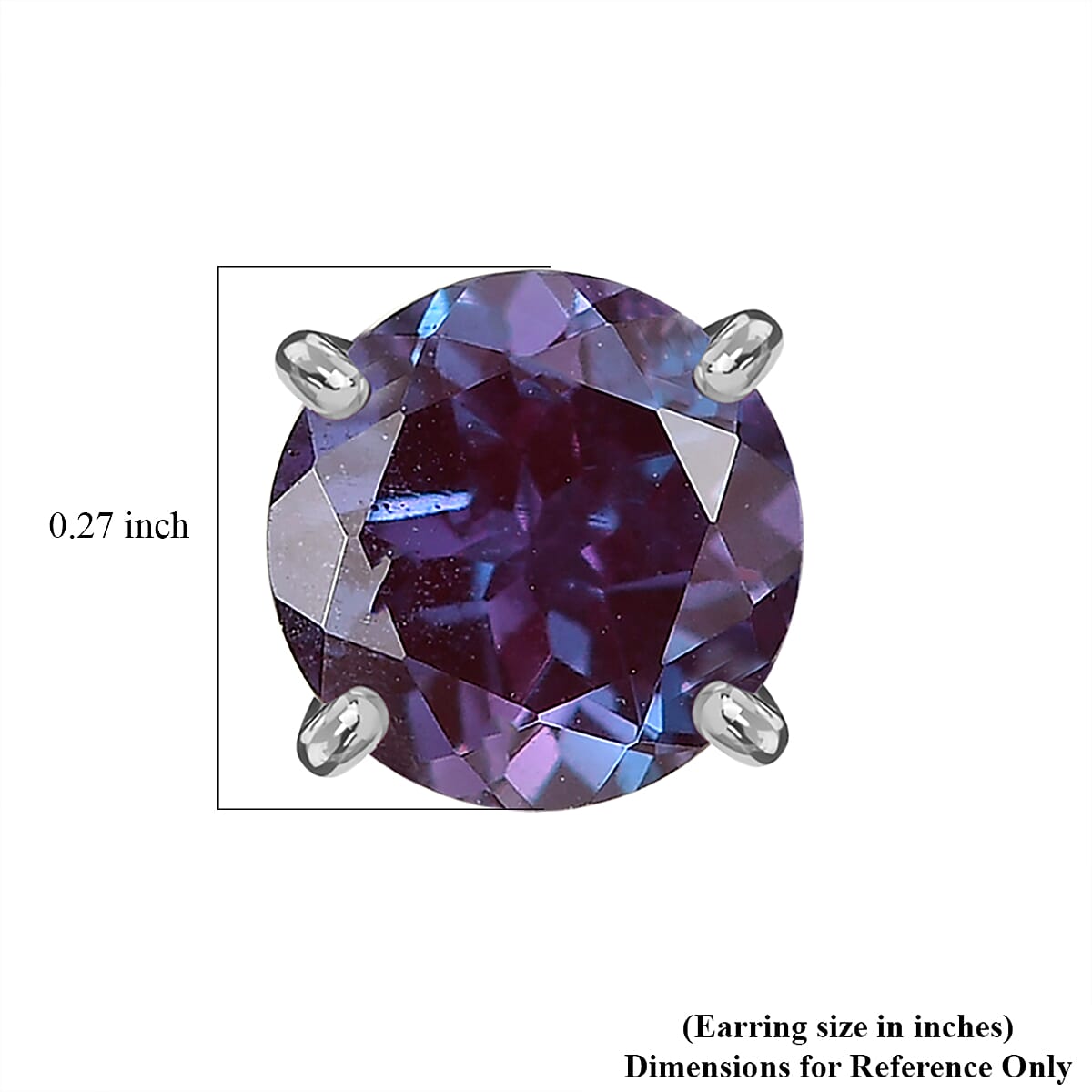 Certified & Appraised AAA Luxuriant Lab Grown Purple Sapphire 2.70 ctw Solitaire Stud Earrings in 10K White Gold  image number 4