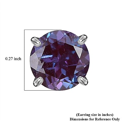 Certified & Appraised AAA Luxuriant Lab Grown Purple Sapphire 2.70 ctw Solitaire Stud Earrings in 10K White Gold