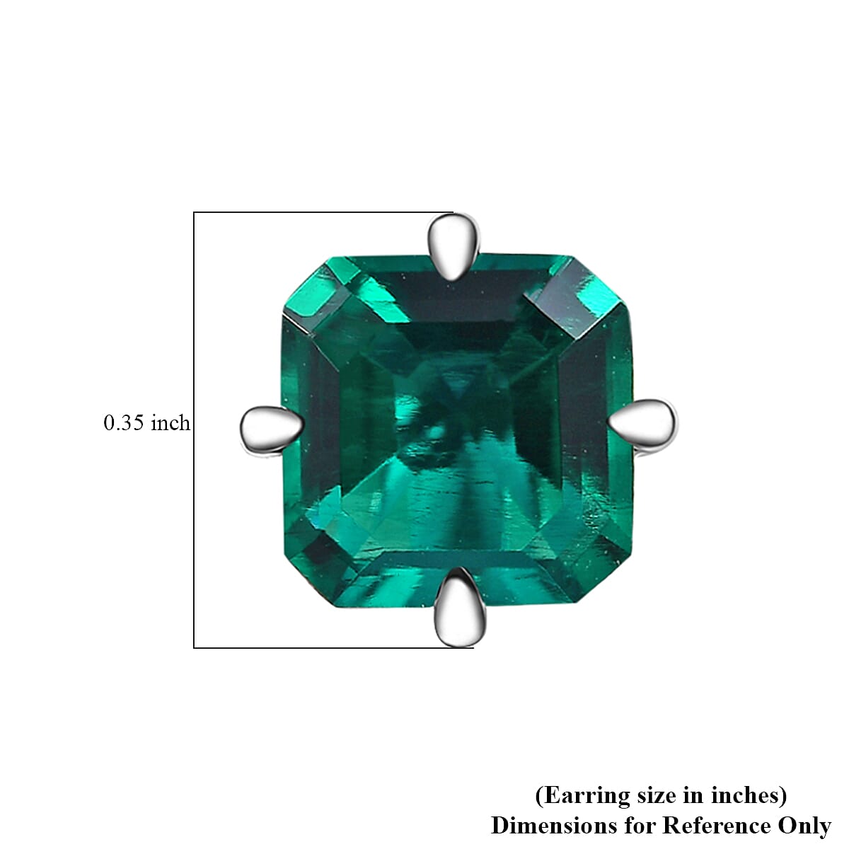 AAA Asscher Cut Luxuriant Lab Grown Emerald 1.80 ctw Solitaire Stud Earrings in 10K White Gold