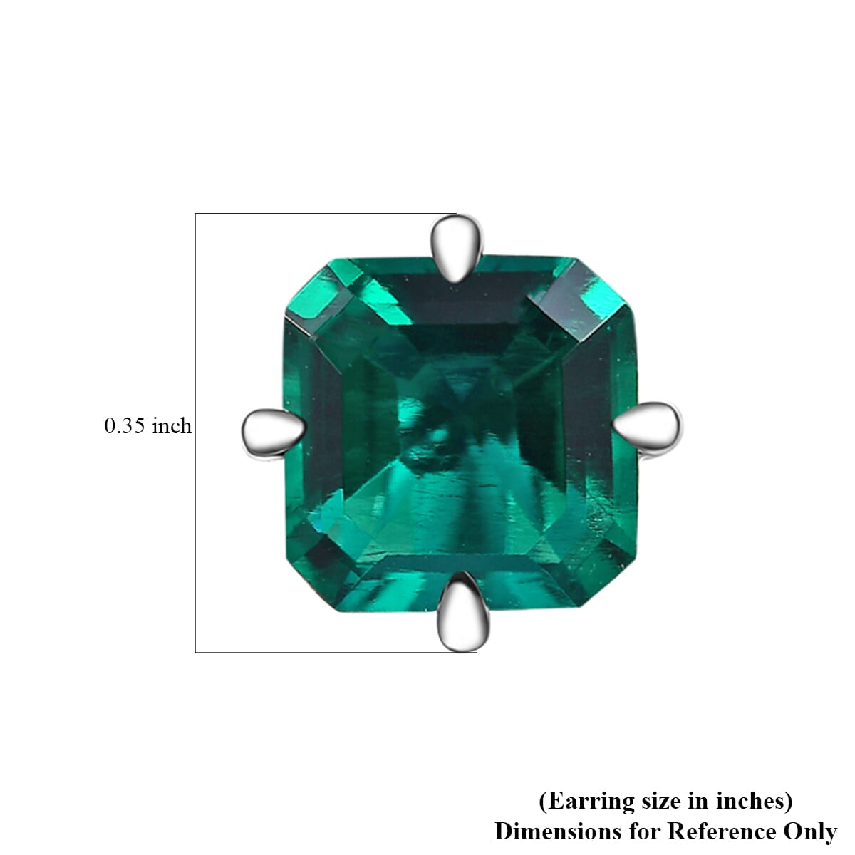 AAA Asscher Cut Luxuriant Lab Grown Emerald 1.80 ctw Solitaire Stud Earrings in 10K White Gold (Del. in 10-12 Days) image number 4