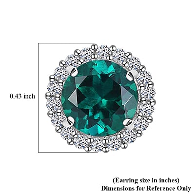 Certified and Appraised AAA Luxuriant Lab Grown Emerald and Lab Grown Diamond 2.48 ctw Earrings in 10K White Gold