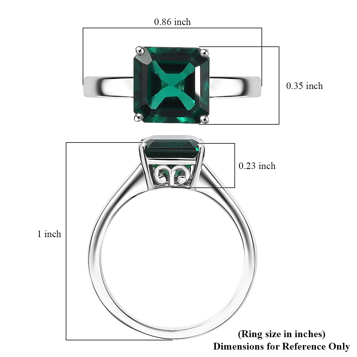 AAA Asscher Cut Luxuriant Lab Grown Emerald 2.20 ctw Solitaire Ring in 10K White Gold (Size 10.0) image number 5