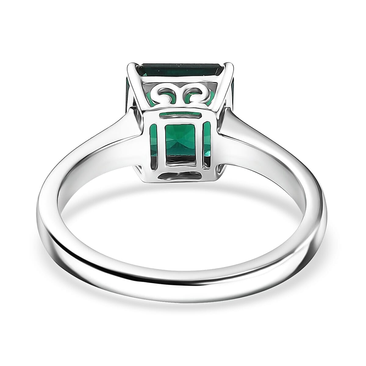 AAA Asscher Cut Luxuriant Lab Grown Emerald 2.20 ctw Solitaire Ring in 10K White Gold (Size 11.5) image number 4