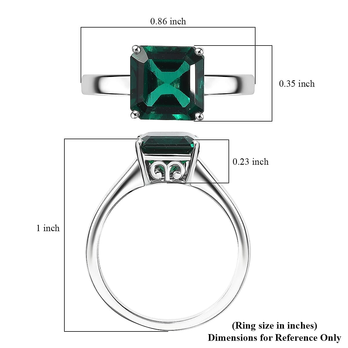 AAA Asscher Cut Luxuriant Lab Grown Emerald 2.20 ctw Solitaire Ring in 10K White Gold (Size 11.5) image number 5
