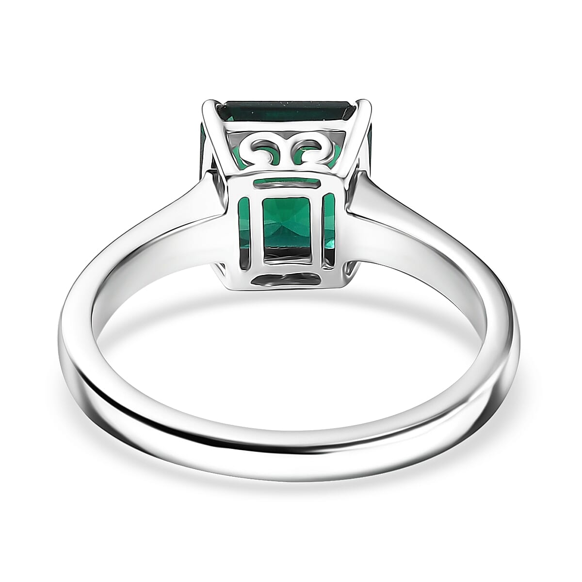 AAA Asscher Cut Luxuriant Lab Grown Emerald 2.20 ctw Solitaire Ring in 10K White Gold (Size 6.0) image number 4