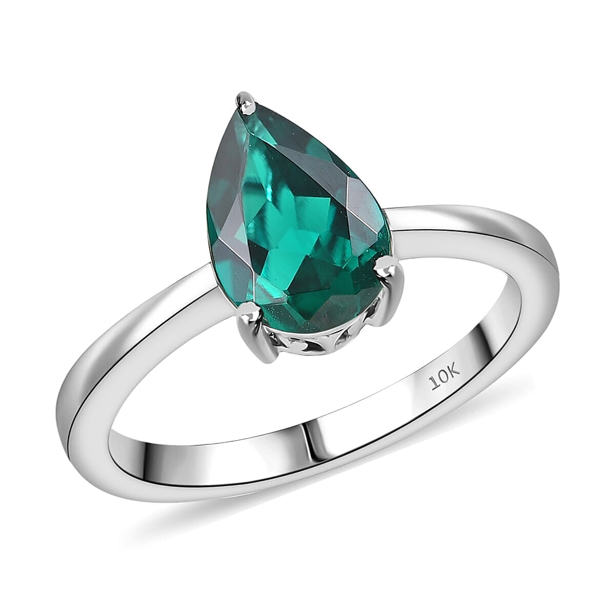 AAA Luxuriant Lab Grown Emerald 1.65 ctw Solitaire Ring in 10K White Gold (Size 5.0) image number 0