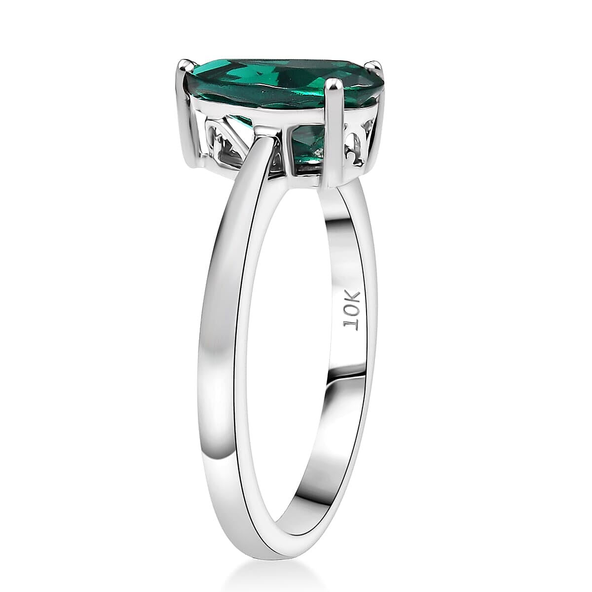 AAA Luxuriant Lab Grown Emerald 1.65 ctw Solitaire Ring in 10K White Gold (Size 6.5) image number 3