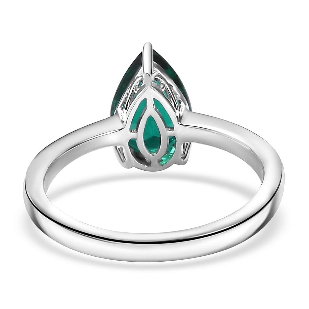 AAA Luxuriant Lab Grown Emerald 1.65 ctw Solitaire Ring in 10K White Gold (Size 9.5) image number 4