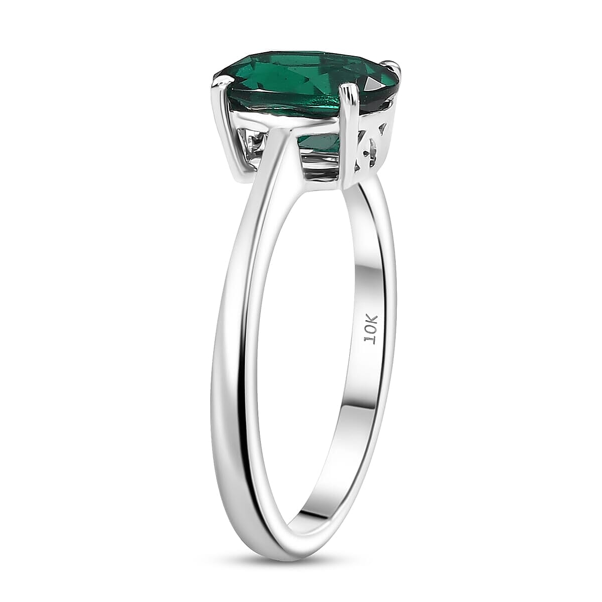 AAA Luxuriant Lab Grown Emerald 1.74 ctw Solitaire Ring in 10K White Gold (Size 10.0)