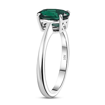 AAA Luxuriant Lab Grown Emerald 1.74 ctw Solitaire Ring in 10K White Gold (Size 10.0)