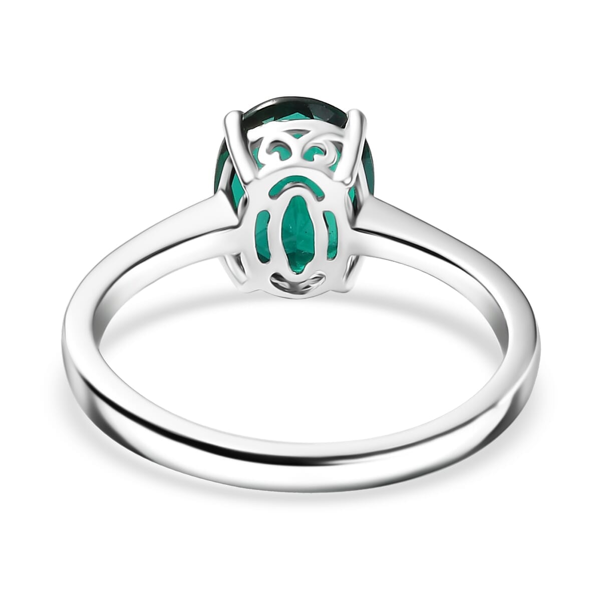 AAA Luxuriant Lab Grown Emerald 1.74 ctw Solitaire Ring in 10K White Gold (Size 10.0) image number 3
