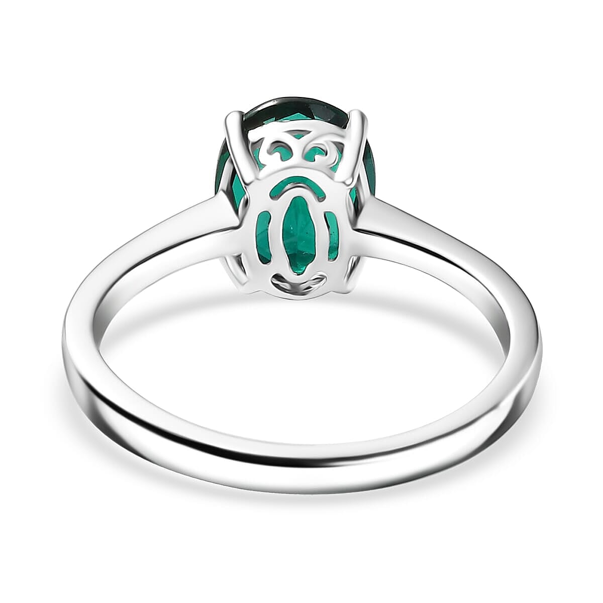 AAA Luxuriant Lab Grown Emerald 1.74 ctw Solitaire Ring in 10K White Gold (Size 12.0) image number 2