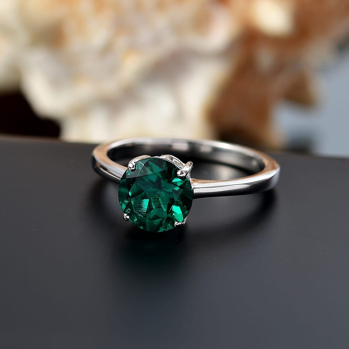 AAA Luxuriant Lab Grown Emerald 1.64 ctw Solitaire Ring in 10K White Gold (Size 6.5) image number 1