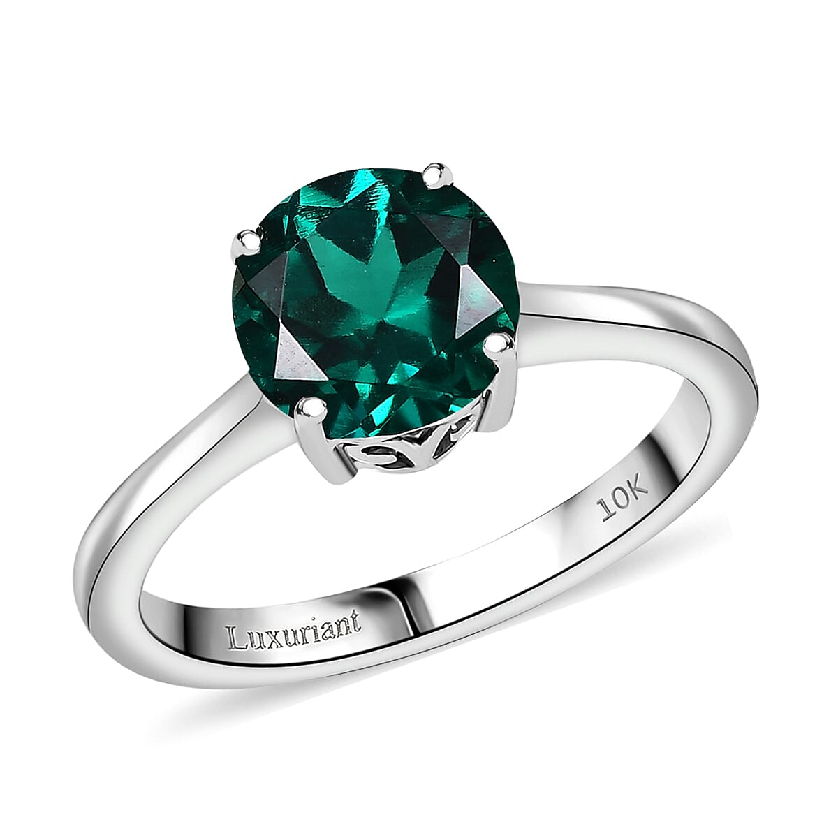AAA Luxuriant Lab Grown Emerald 1.64 ctw Solitaire Ring in 10K White Gold (Size 8.0) image number 0