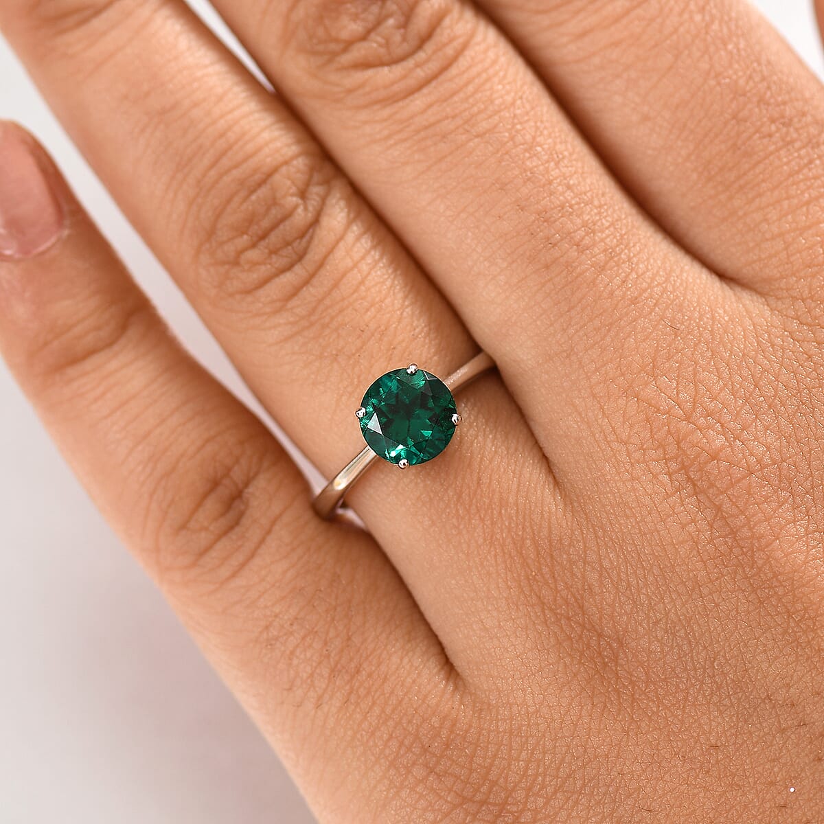 AAA Luxuriant Lab Grown Emerald 1.64 ctw Solitaire Ring in 10K White Gold (Size 8.0) image number 2