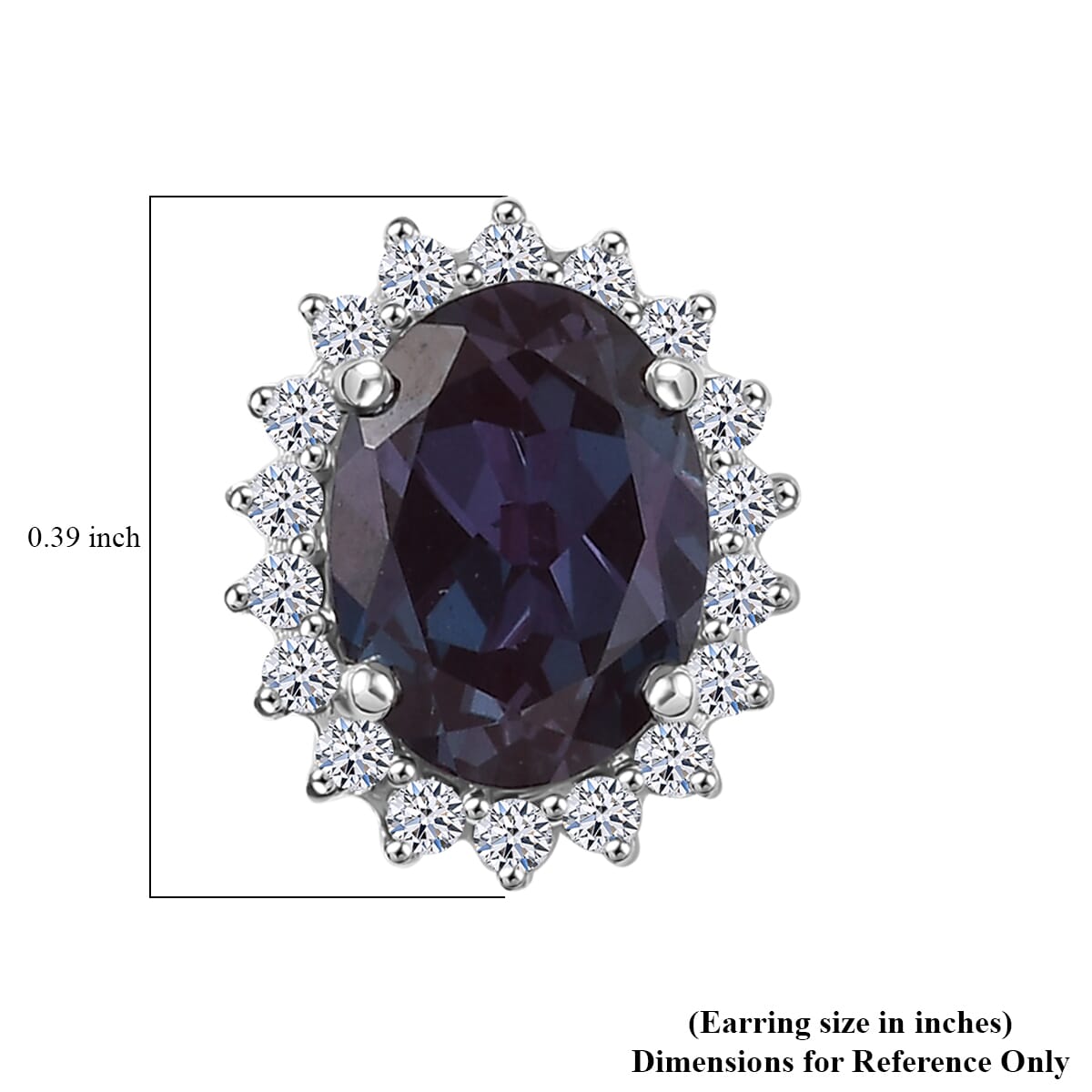 Certified & Appraised AAA Luxuriant Lab Grown Alexandrite and G-H SI Lab Grown Diamond 3.60 ctw Earrings in 10K White Gold image number 4