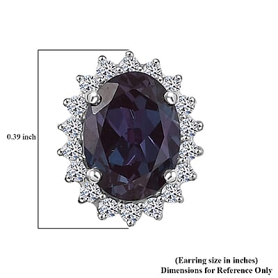 Certified & Appraised AAA Luxuriant Lab Grown Alexandrite and G-H SI Lab Grown Diamond 3.60 ctw Stud Earrings in 10K White Gold