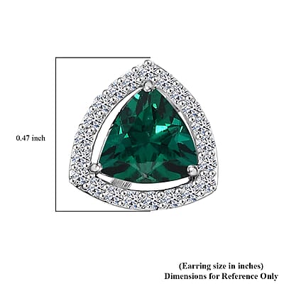 AAA Lab Grown Emerald and Luxuriant Lab Grown Diamond G-H SI 2.25 ctw Earrings in 10K White Gold