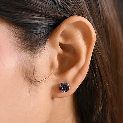 AAA Asscher Cut Luxuriant Lab Grown Alexandrite 2.45 ctw Solitaire Stud Earrings in 10K White Gold