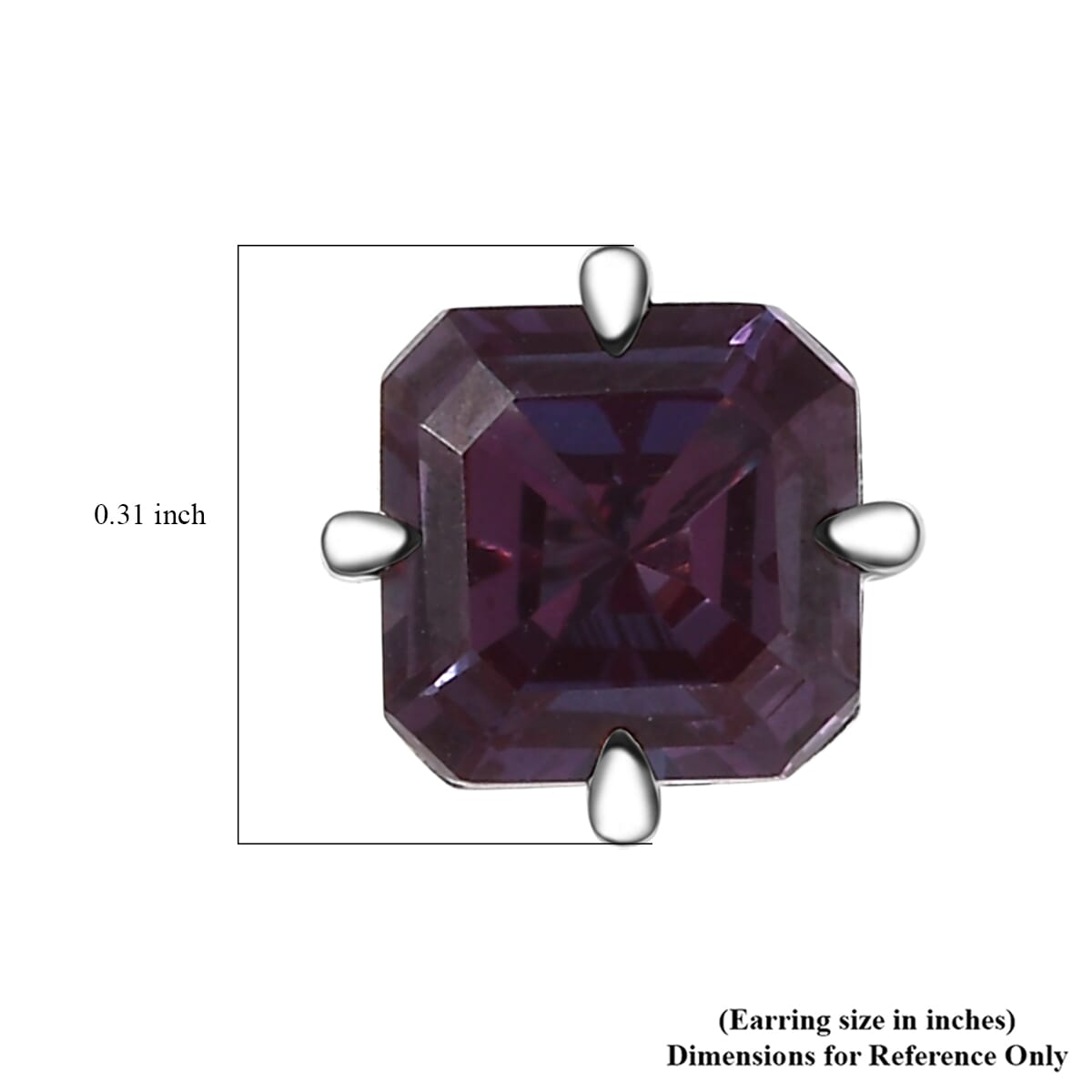 AAA Asscher Cut Luxuriant Lab Grown Alexandrite 2.45 ctw Solitaire Stud Earrings in 10K White Gold image number 5