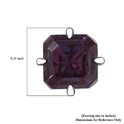 AAA Asscher Cut Luxuriant Lab Grown Alexandrite 2.45 ctw Solitaire Stud Earrings in 10K White Gold