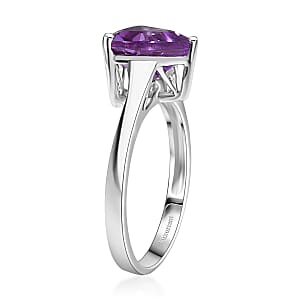 Certified & Appraised AAA Luxuriant Lab Grown Purple Sapphire 3.90 ctw Solitaire Ring in 10K White Gold (Size 10.0)
