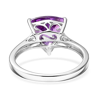 Certified & Appraised AAA Luxuriant Lab Grown Purple Sapphire 3.90 ctw Solitaire Ring in 10K White Gold (Size 10.0)
