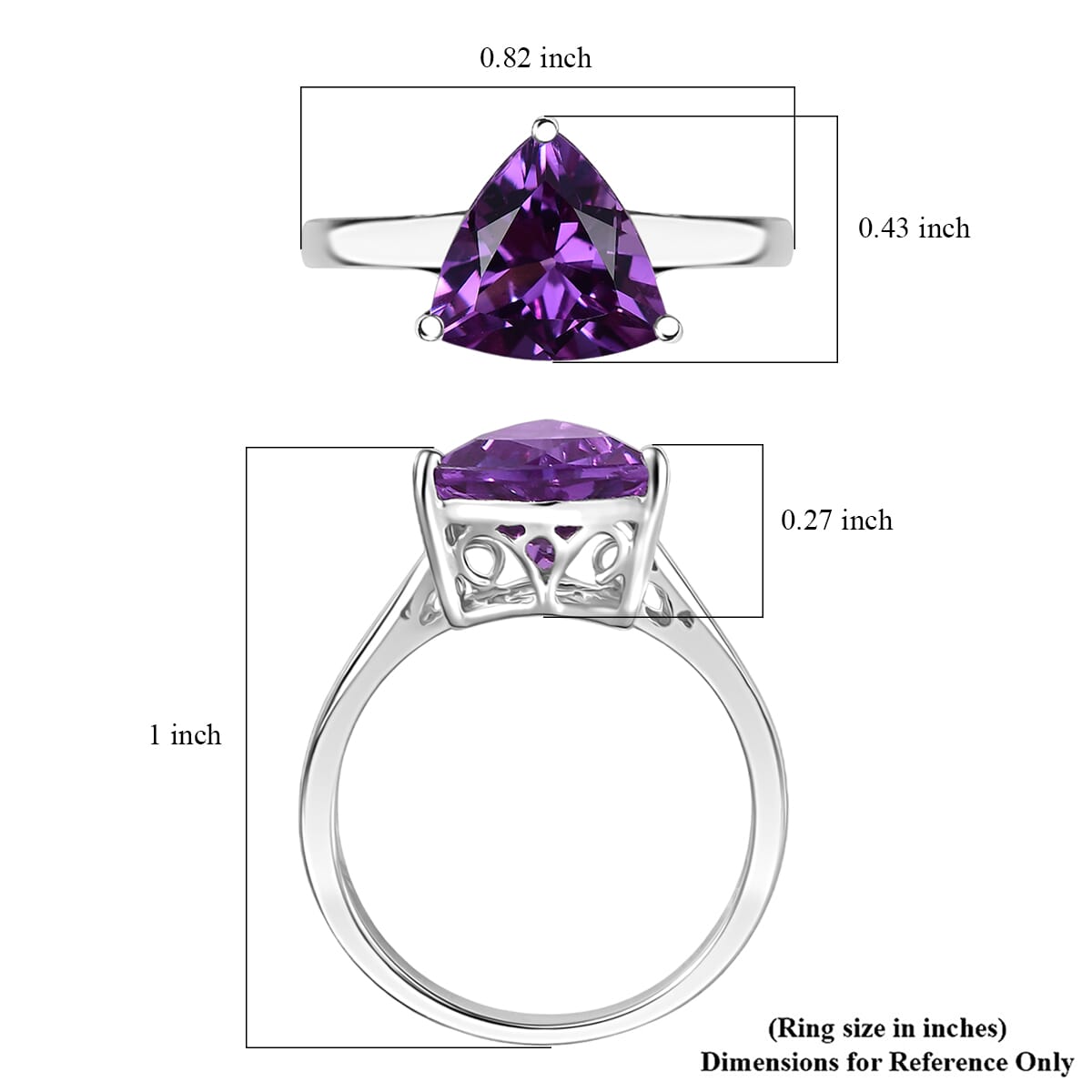 Certified & Appraised AAA Luxuriant Lab Grown Purple Sapphire 3.90 ctw Solitaire Ring in 10K White Gold (Size 10.0) image number 5